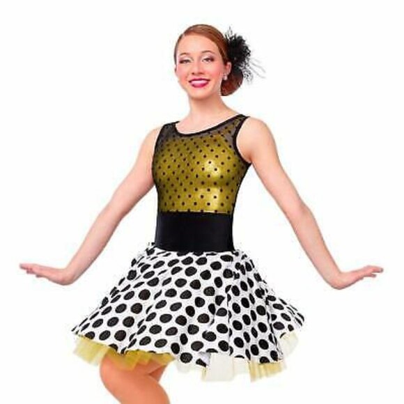 Dance Costume Curtain Call E1398 Child Large Yellow Jazz Tap Musical - Picture 1 of 5